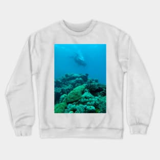 coral reef and scuba diver Crewneck Sweatshirt